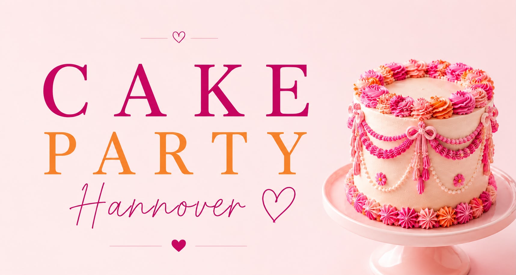 Cake Party Hannover — rosa Törtchen mit Schleifen und Herzen
